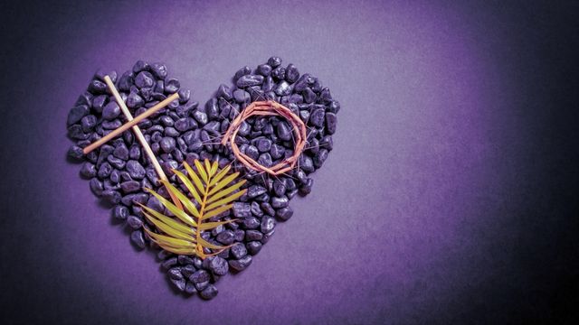 Heart Cross Palm Crown of Thrones on Easter Purple